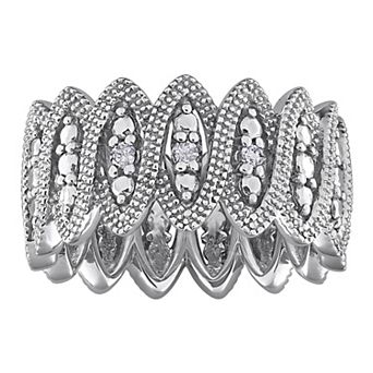 Stella Grace Sterling Silver 1/10 Carat T.W. Diamond Eternity Weave Comfort Fit Ring