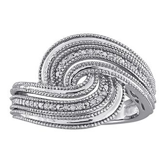 Stella Grace Sterling Silver 1/10 Carat T.W. Diamond Round Pave Bypass Ring