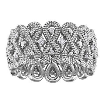 Stella Grace Sterling Silver 1/10 Carat T.W. Diamond Prong Set Comfort Fit Eternity Ring