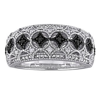 Stella Grace Sterling Silver 1/10 Carat T.W. Diamond Round Pave Comfort Fit Ring