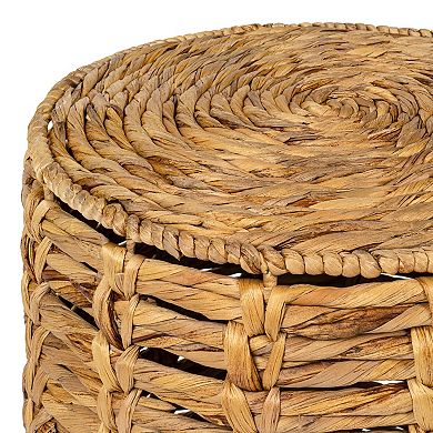 Zaria Coastal Bohemian Handwoven Water Hyacinth Nesting Round Accent Table