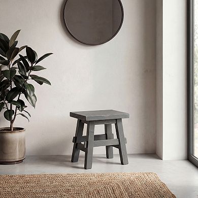 Goliwa Rustic Solid Wood Backless Accent Stool, Small Wooden Side Table or Extra Seating