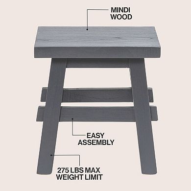Goliwa Rustic Solid Wood Backless Accent Stool, Small Wooden Side Table or Extra Seating