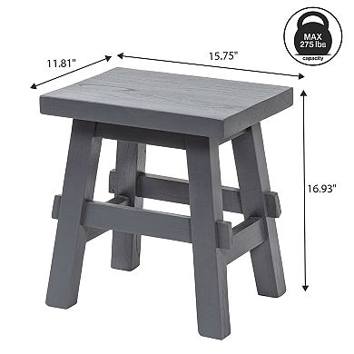 Goliwa Rustic Solid Wood Backless Accent Stool, Small Wooden Side Table or Extra Seating