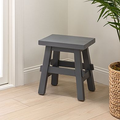 Goliwa Rustic Solid Wood Backless Accent Stool, Small Wooden Side Table or Extra Seating