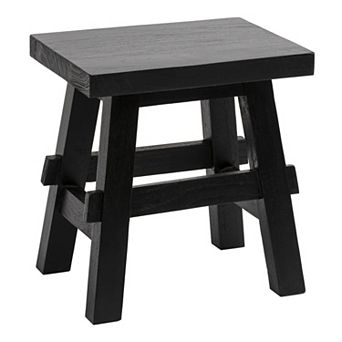 Goliwa Rustic Solid Wood Backless Accent Stool, Small Wooden Side Table or Extra Seating