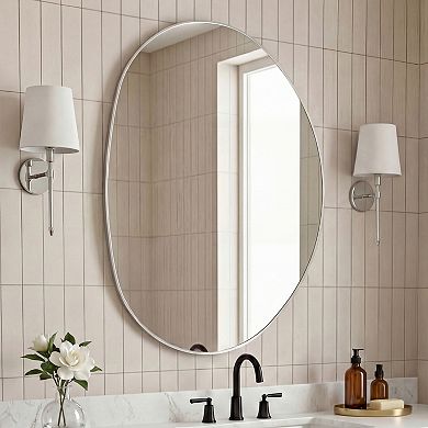 Aurelia Medium Irregular Oval Metal Framed Wall Mounted Mirror