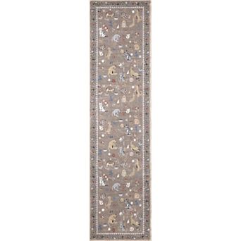 Catmosphere Festive Feline Floral Border Non-Slip Machine-Washable Rug