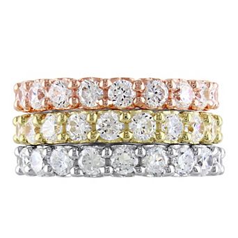 Stella Grace Sterling Silver Cubic Zirconia Anniversary 3 pc Stacking Ring Set