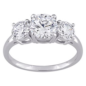 Stella Grace Sterling Silver Cubic Zirconia 3-Stone Cathedral Ring