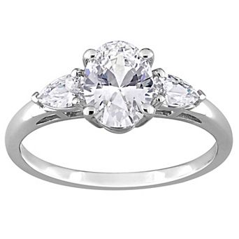 Stella Grace Rhodium Over Sterling Silver Cubic Zirconia 3-Stone Ring
