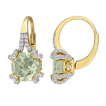 Stella Grace Sterling Silver White Topaz & Gemstone Leverback Earrings
