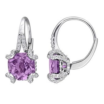 Stella Grace Sterling Silver White Topaz & Gemstone Leverback Earrings