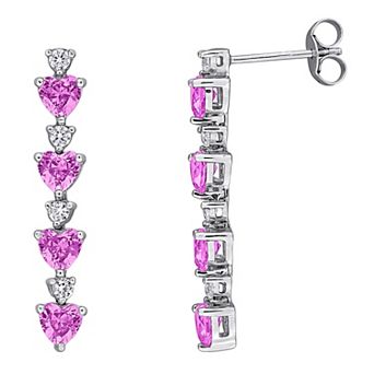 Stella Grace Sterling Silver Lab-Created Pink & White Sapphire Linear Drop Earrings