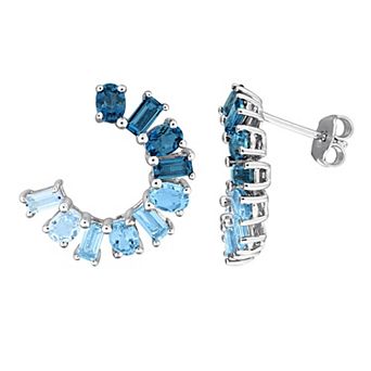 Stella Grace Sterling Silver Multi Gemstone Curved Earrings
