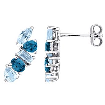 Stella Grace Sterling Silver London & Sky Blue Topaz Drop Earrings