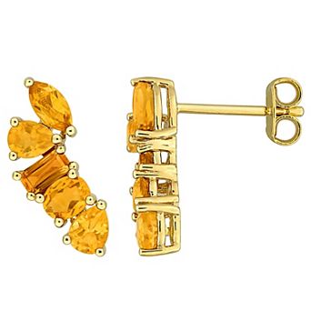 Stella Grace 18k Gold over Sterling Silver Citrine Drop Earrings