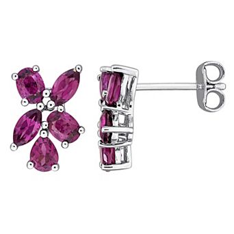Stella Grace Sterling Silver Rhodolite Cluster Earrings
