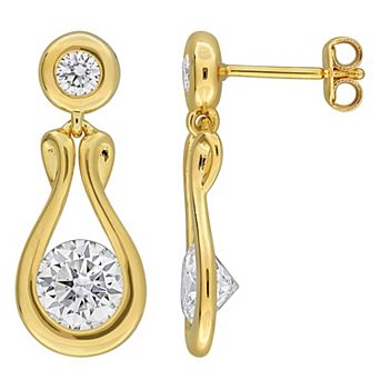 Stella Grace 18k Gold Flash Plated Over Silver Lab-Created Moissanite Drop Earrings