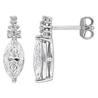 Stella Grace Sterling Silver Lab-Created Moissanite Marquise & Round Drop Earrings