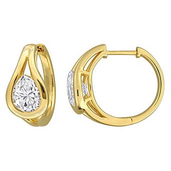 Stella Grace 18k Gold Flash Plated Over Silver Lab-Created Moissanite Hoop Earrings