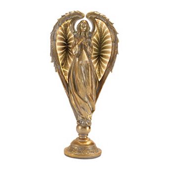 Melrose Gold Tone Angel Figurine with Illuminated Ekkolight Wings Table Decor