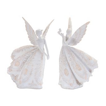 Melrose Ornate Glittered Angel Figurines Set of 2 Table Decor