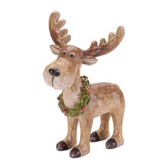 Melrose Whimsical Moose with Wreath 9-inch Table Decor