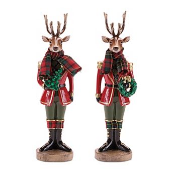 Melrose Plaid Deer Nutcracker Figurines Table Decor Set of 4