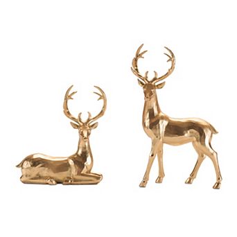 Melrose Metallic Deer Figurine Set of 2 Table Decor