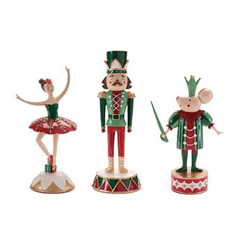 Melrose Nutcracker Soldier, Mouse King & Ballerina Figurines Table Decor Set of 3