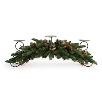 Melrose Artificial Pine & Pinecone Centerpiece Candle Holder