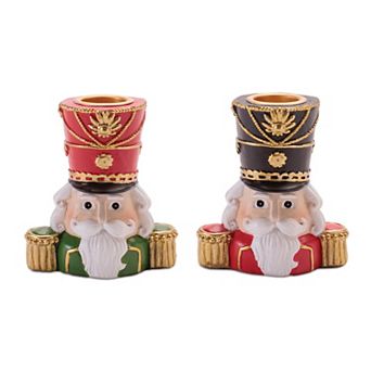 Melrose Nutcracker Head Taper Candle Holder Set of 2