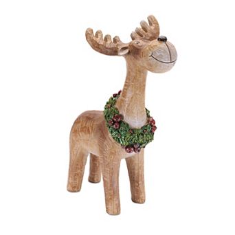 Melrose Whimsical Moose with Wreath 11.5-inch Table Decor