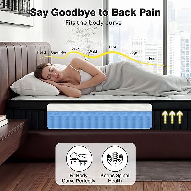 10 Inch Mattress Memory Foam Pocket Spring,Hybrid Mattress, Medium Firmness, Lumbar Support