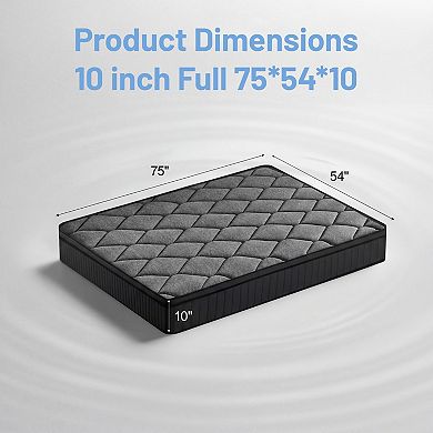 10 Inch Mattress Memory Foam Pocket Spring,Hybrid Mattress, Medium Firmness, Lumbar Support