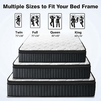10 Inch Mattress Memory Foam Pocket Spring,Hybrid Mattress, Medium Firmness, Lumbar Support