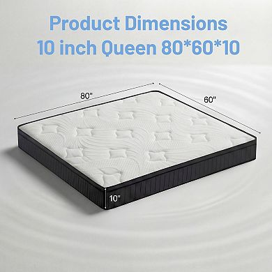 10 Inch Mattress Memory Foam Pocket Spring,Hybrid Mattress, Medium Firmness, Lumbar Support