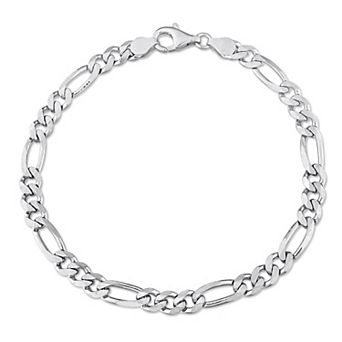 Stella Grace Sterling Silver Polished Figaro Chain Bracelet