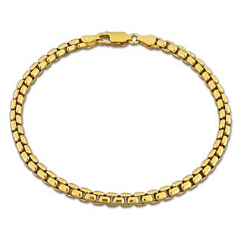 Stella Grace 18k Gold over Sterling Silver Polished Box Link Chain Bracelet