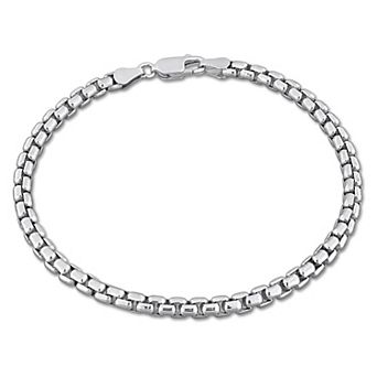 Stella Grace Sterling Silver Polished Box Link Chain Bracelet