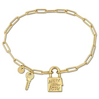 Stella Grace Sterling Silver Polished Paper Clip Link Charm Bracelet