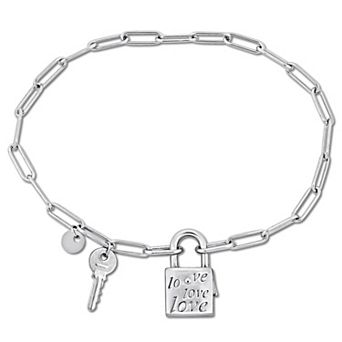 Stella Grace Sterling Silver Polished Paper Clip Link Charm Bracelet