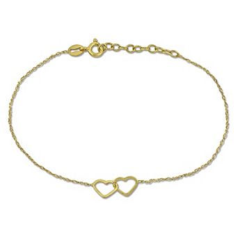 Stella Grace 18k Gold over Sterling Silver Double Heart Bracelet