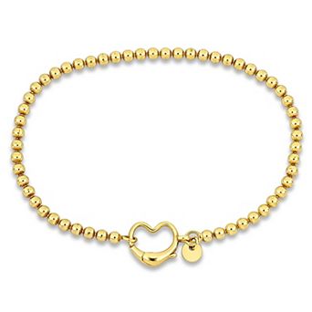 Stella Grace Sterling Silver Polished Ball Bead Heart Clasp Bracelet
