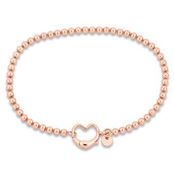 Stella Grace Sterling Silver Polished Ball Bead Heart Clasp Bracelet