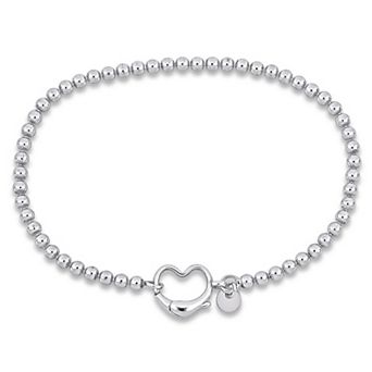 Stella Grace Sterling Silver Ball Bead Heart Clasp Bracelet