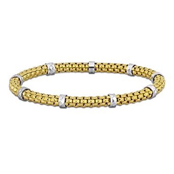 Stella Grace Sterling Silver 4mm Station Stretch Bracelet