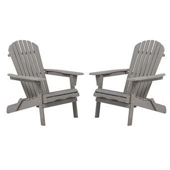 Outdoor Wooden Folding Adirondack Chair Set of 2, Pre-Assembled BackRest for Garden/Backyard