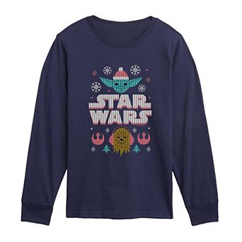 Boys 8-20 Star Wars Yoda & Chewbacca Long Sleeve Graphic Tee